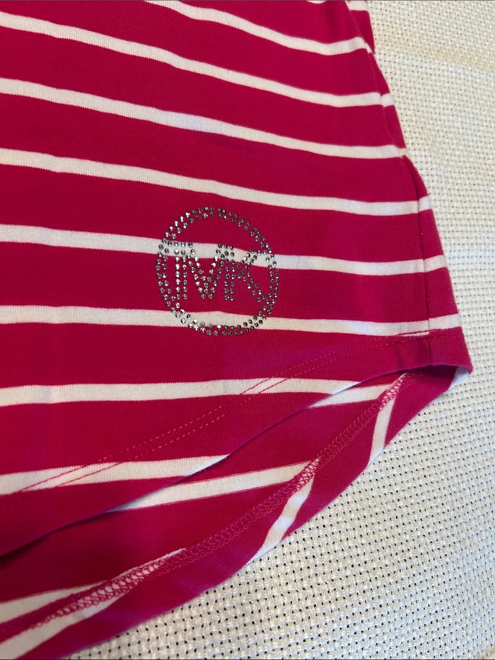 Michael Kors Pink and White Striped Short Sleeve Tee